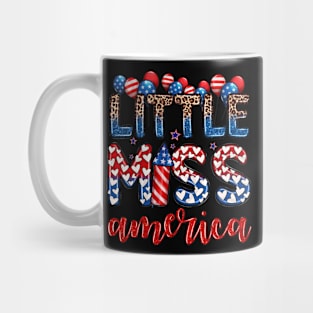 Little Miss Us America 4Th Of July Messy Bun Toddler Girls Mug